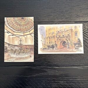 VTG Architectural Watercolor Print Postcards- The Stanford Court San Francisco